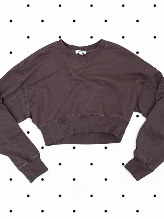 Garage Tops - Garage Cropped V-Neck Sweatshirt in Mauve